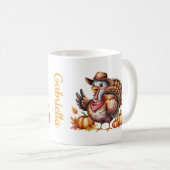 Custom name Thanksgiving turkey fall Kaffeetasse (VorderseiteRechts)