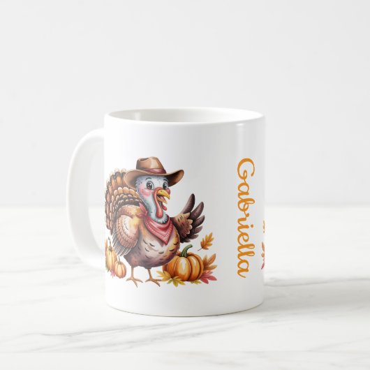 Custom name Thanksgiving turkey fall Kaffeetasse (Vorderseite Links)