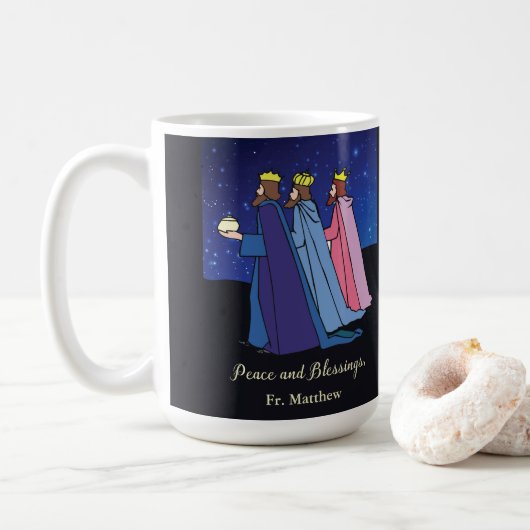 Custom Name Title, Christmas Wishes Three Kings Kaffeetasse (Mit Donut)