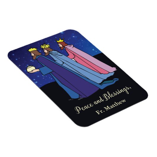 Custom Name Title, Christmas Wishes Three Kings Magnet (Rechte Seite)