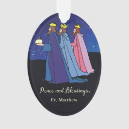 Custom Name Title, Christmas Wishes Three Kings Ornament