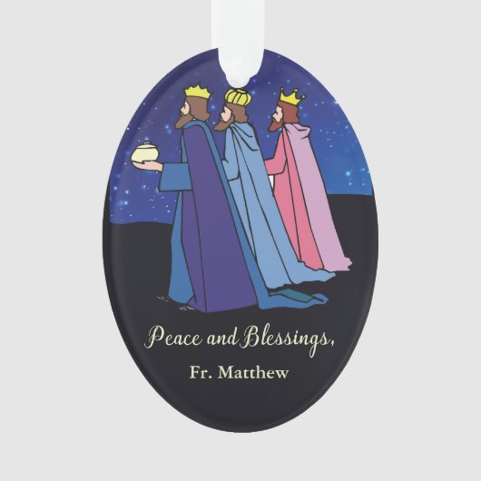 Custom Name Title, Christmas Wishes Three Kings Ornament (Vorderseite)