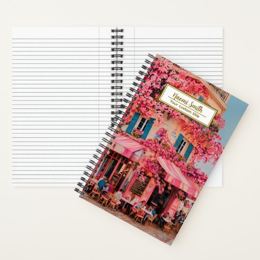 Custom Name/title Notebook – Pink Flower Café Notizblock (Innen)