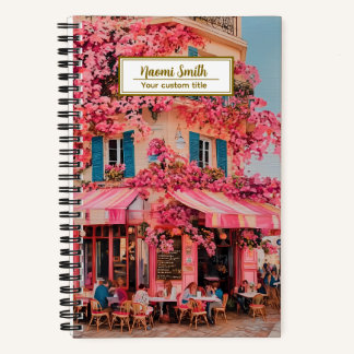 Custom Name/title Notebook – Pink Flower Café Notizblock
