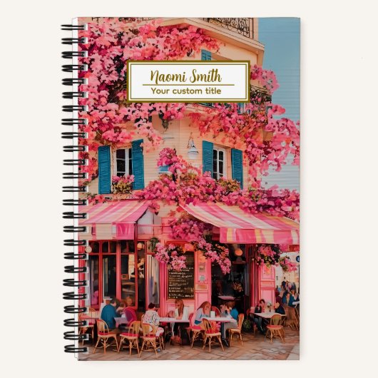 Custom Name/title Notebook – Pink Flower Café Notizblock (Vorderseite)