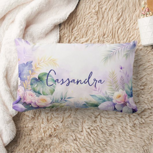 Custom Name Tropical Flowers  Lendenkissen (Decke)
