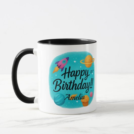 Custom Name Turquoise 21st Birthday Tasse (Links)