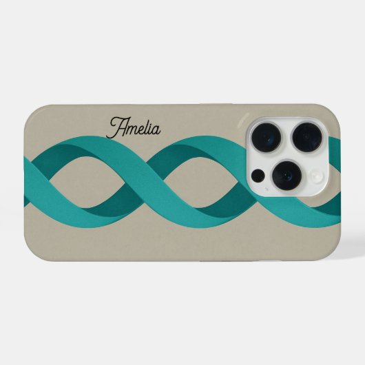 Custom Name Turquoise Spiral Bands iPhone Hülle (Rückseite (Horizontal))