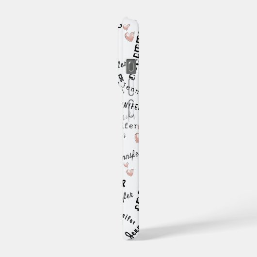 Custom Name Typography Pattern iPhone Hülle (Linke Seite)