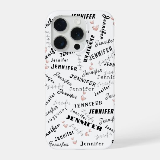 Custom Name Typography Pattern iPhone Hülle (Rückseite)
