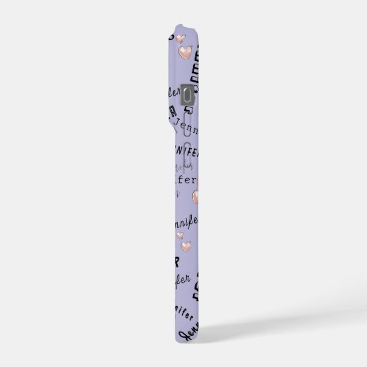 Custom Name Typography Pattern iPhone Hülle (Linke Seite)