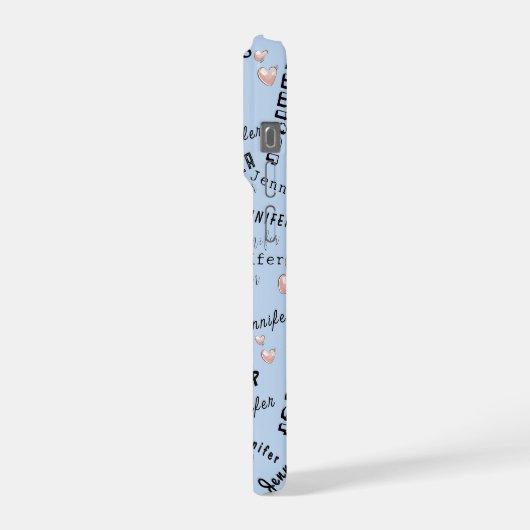 Custom Name Typography Pattern iPhone Hülle (Linke Seite)