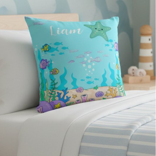 Custom Name Undersea Starfish Pillow Kissen