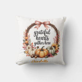 Custom name Unique autumn themed wreath Kissen