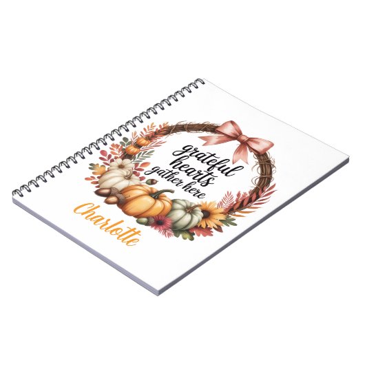 Custom name Unique autumn themed wreath Notizblock (Linke Seite)