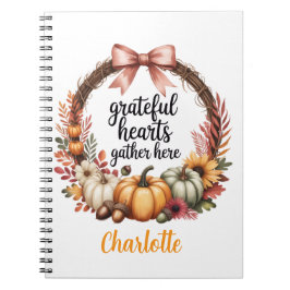 Custom name Unique autumn themed wreath Notizblock