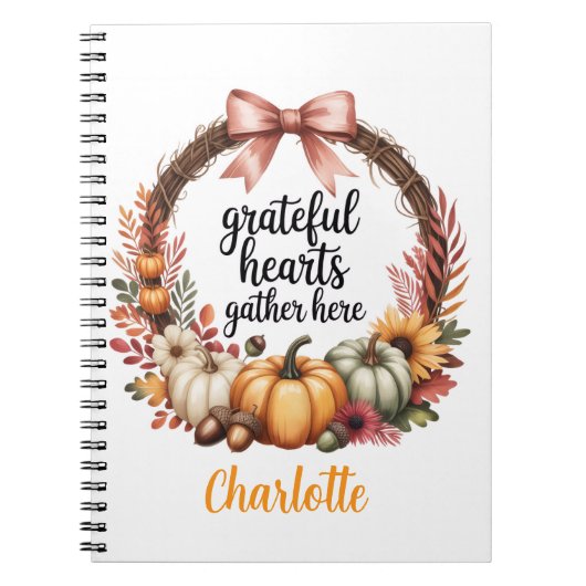 Custom name Unique autumn themed wreath Notizblock (Vorderseite)