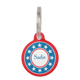 Custom Name USA Flag Stars Stripes Pet ID Tag Haustiermarke