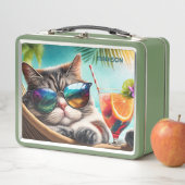 Custom Name Vacation Cat Metall Brotdose (Beispiel)