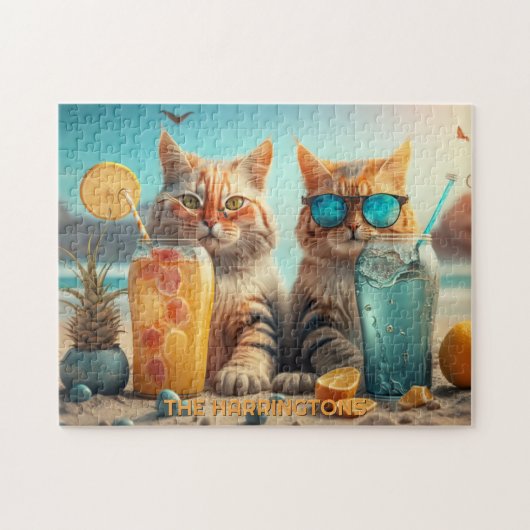 Custom Name Vacation Cat Puzzle (Horizontal)