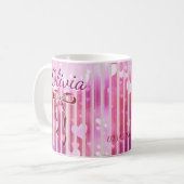 Custom Name Valentine Mug | Personalized Pink Hear Kaffeetasse (Vorderseite Links)