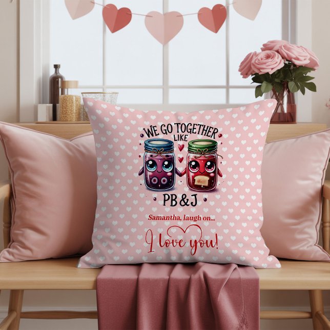 Custom Name Valentine Pillow Cute Food Art Kissen (Custom Name Valentine Pillow Cute Food Art)