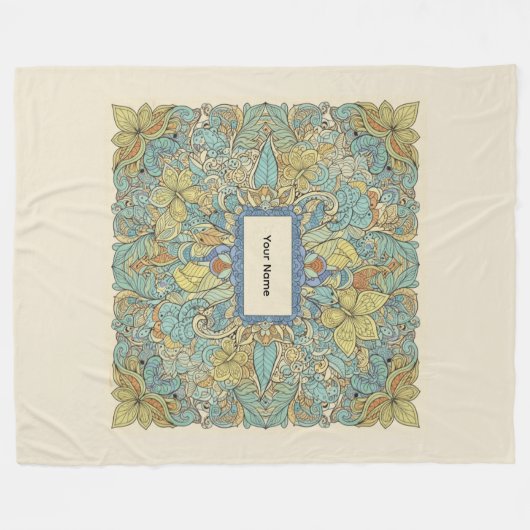 Custom Name Vibrant Zentangle Fleece Blanket (Vorderseite (Horizontal))