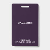 Custom Name VIP All Access Pass Ausweis (Rückseite)