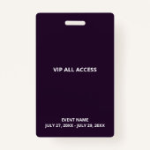 Custom Name VIP All Access Pass Ausweis (Rückseite)