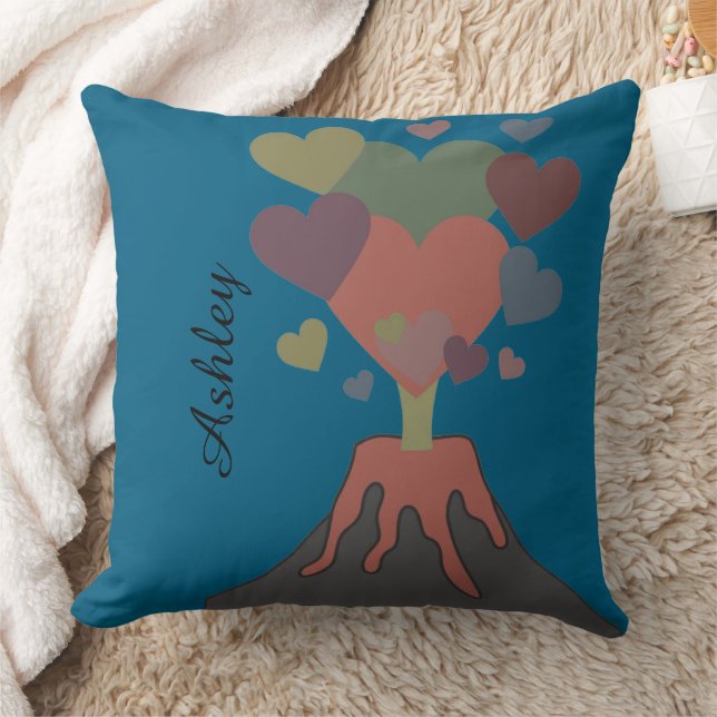 Custom Name Volcano Heart Throw Pillow Gift Kissen (Decke)