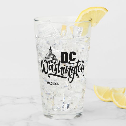 Custom Name Washington DC Glas (Rückseite Ice)