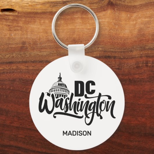 Custom Name Washington DC Schlüsselanhänger (Rückseite)