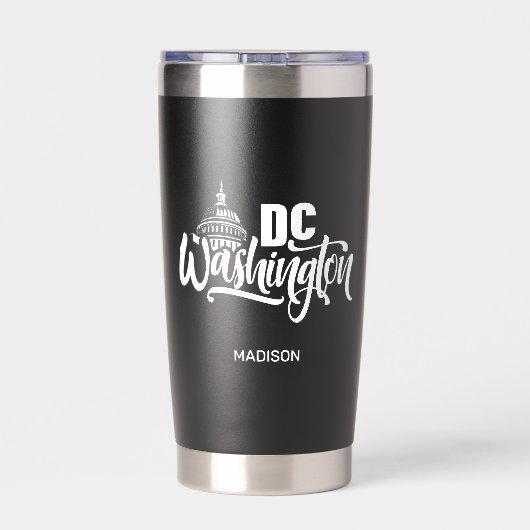Custom Name Washington DC Thermobecher (Rückseite)