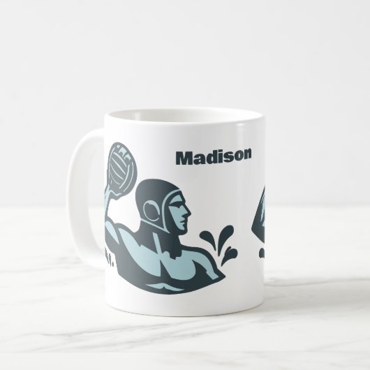 Custom Name Water Polo Kaffeetasse (Vorderseite Links)