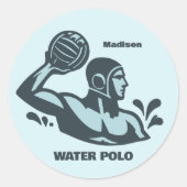 Custom Name Water Polo Runder Aufkleber (Vorderseite)