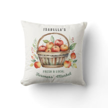 Custom Name Watercolor Apple Basket Farmers Market