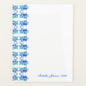 Custom Name Watercolor Blue Floral Planer (Vorderseite)