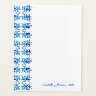 Custom Name Watercolor Blue Floral Planer