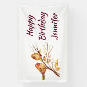 Custom Name Watercolor Sparrow Little Birds Banner (Vertikal)
