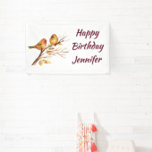 Custom Name Watercolor Sparrow Little Birds Banner (InSitu)