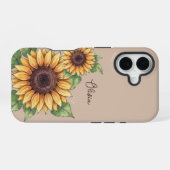 Custom Name Watercolor Sunflower Rustic iPhone 16 Hülle (Rückseite (Horizontal))