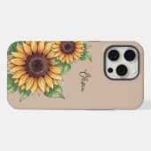 Custom Name Watercolor Sunflower Rustic iPhone Hülle (Rückseite (Horizontal))