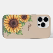 Custom Name Watercolor Sunflower Rustic iPhone Hülle (Rückseite (Horizontal))