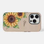 Custom Name Watercolor Sunflower Rustic iPhone Hülle (Rückseite (Horizontal))