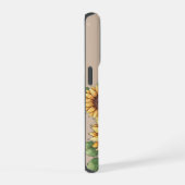 Custom Name Watercolor Sunflower Rustic iPhone Hülle (Rechte Seite)