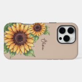 Custom Name Watercolor Sunflower Rustic iPhone Hülle (Rückseite (Horizontal))