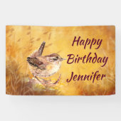 Custom Name Watercolor Wren Little Birds Banner (Horizontal)
