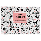 Custom Name Wedding Heart Sketch Gift Wrapping Bag Große Geschenktüte (Rückseite)