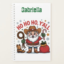 Custom name western themed Santa Christmas Planer