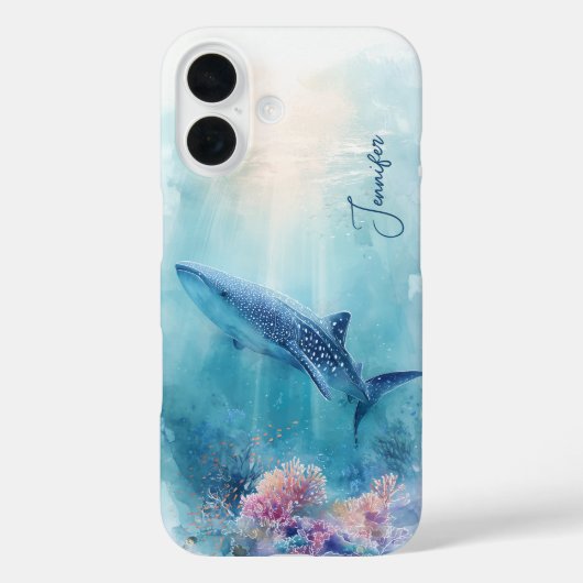 Custom Name Whale Shark Ocean Coral Reef  Case-Mate iPhone Hülle (Rückseite)
